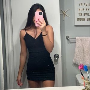 Sparkly Black Windsor Mini Dress